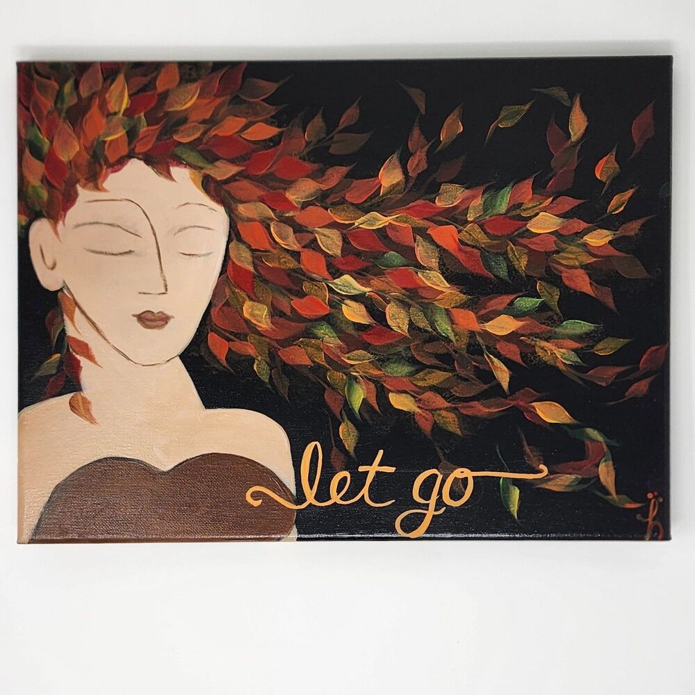 Fall Woman with Leaves Original Painting